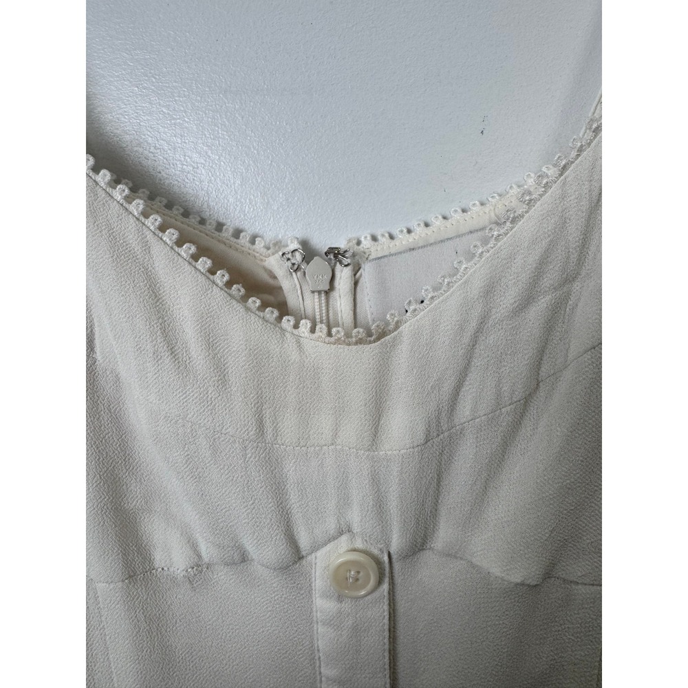 Reformation Natural Wynton Dress White Lace Trim Button Front Size 6 - Picture 3 of 9